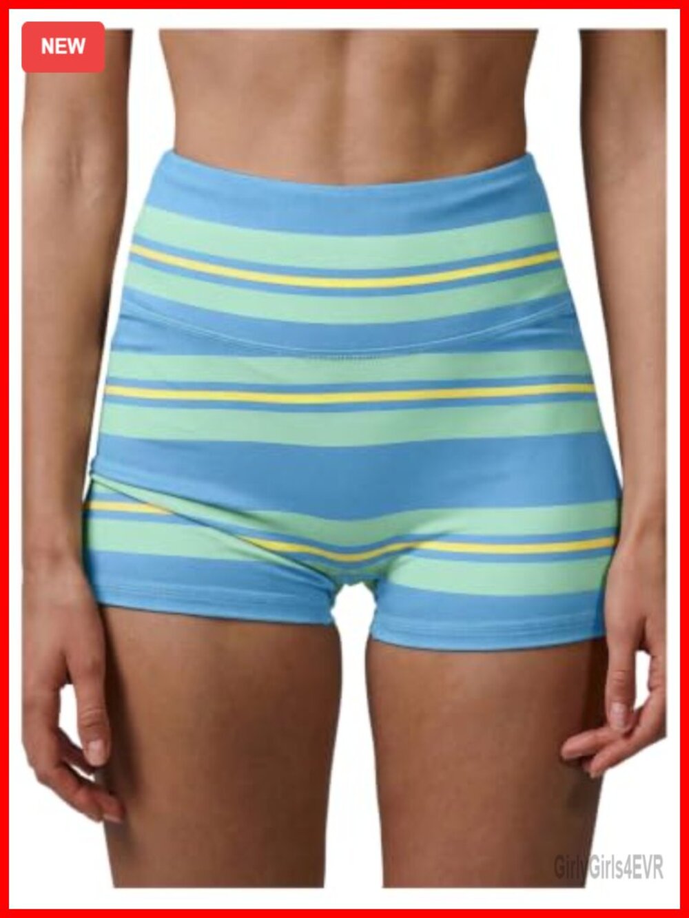 Milumia Striped Workout Shorts High Waist Gym Yoga Biker Shorts